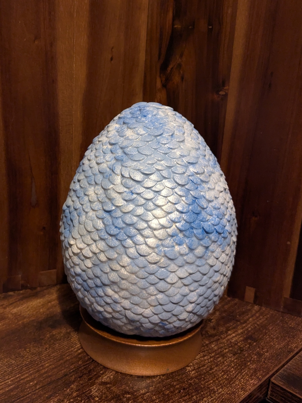 Decorative Dragon EGG Scaled Sculpture-Blue, White, And Silver